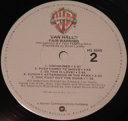 Van Halen : Fair Warning (LP, Album, Win)