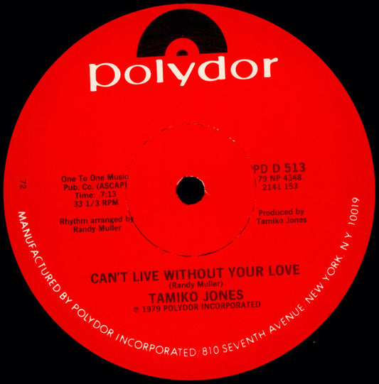 Tamiko Jones : Can't Live Without Your Love / Tamiko Letting It Flow (12")