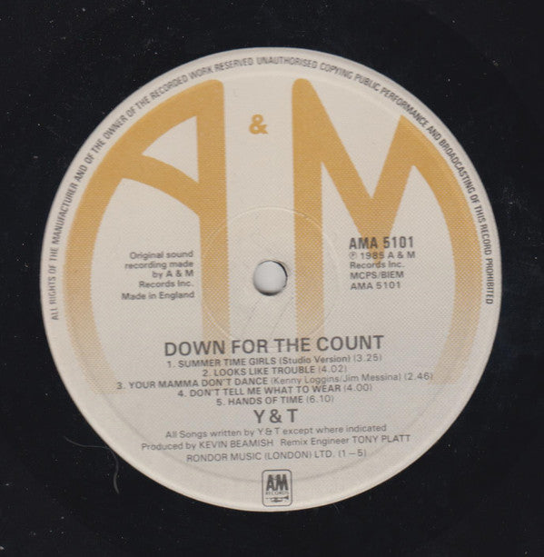 Y & T : Down For The Count (LP, Album)