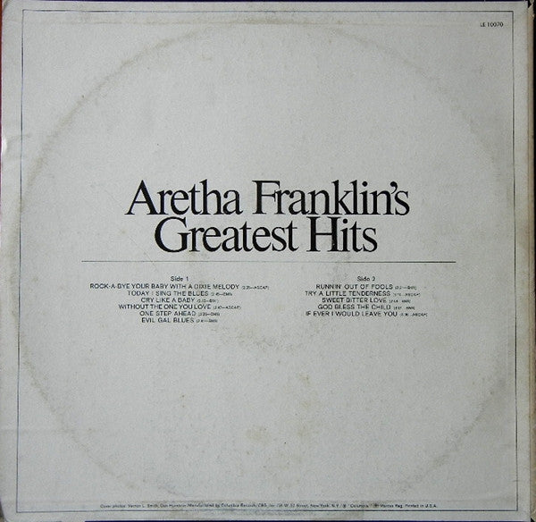 Aretha Franklin : Aretha Franklin's Greatest Hits (LP, Comp, Ltd, RE)