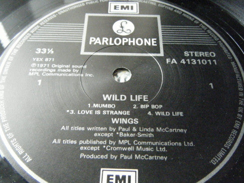 Wings (2) : Wild Life (LP, Album, RE)