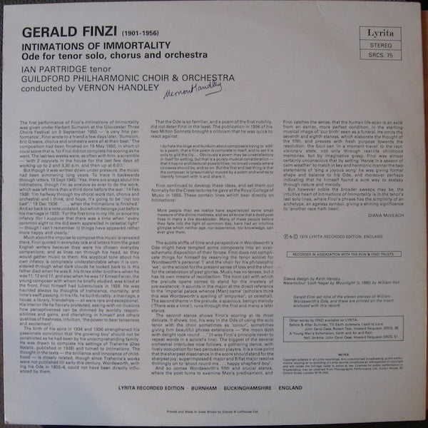 Gerald Finzi : Intimations Of Immortality (LP)