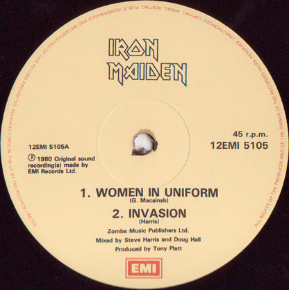 Iron Maiden : Women In Uniform (12", Single, Ltd)