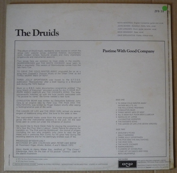 The Druids (10) : Pastime With Good Company (LP, Album)