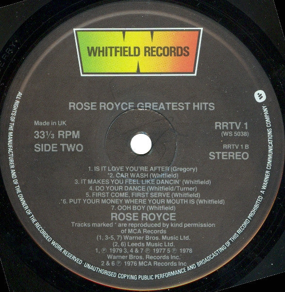 Rose Royce : Greatest Hits (LP, Comp)