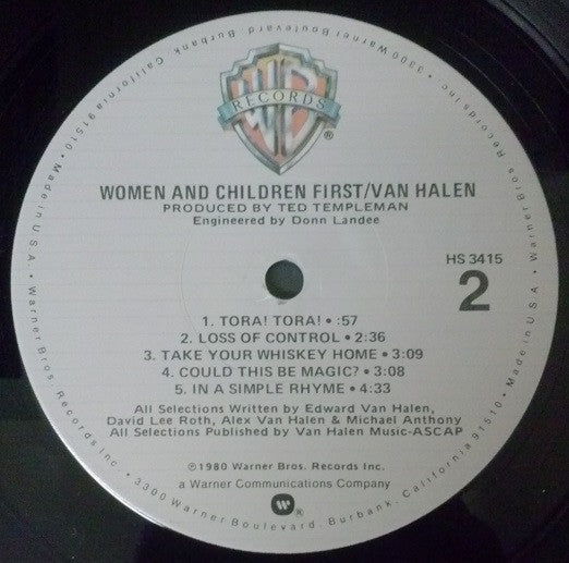 Van Halen : Women And Children First (LP, Album, Jac)