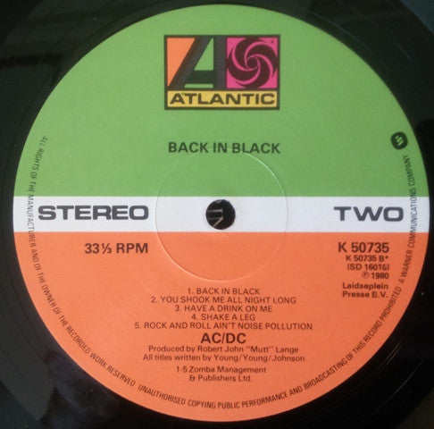 AC/DC : Back In Black (LP, Album)