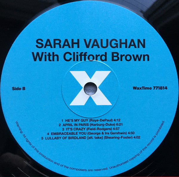 Sarah Vaughan : Sarah Vaughan With Clifford Brown (LP, Album, Ltd, RE, RM, 180)