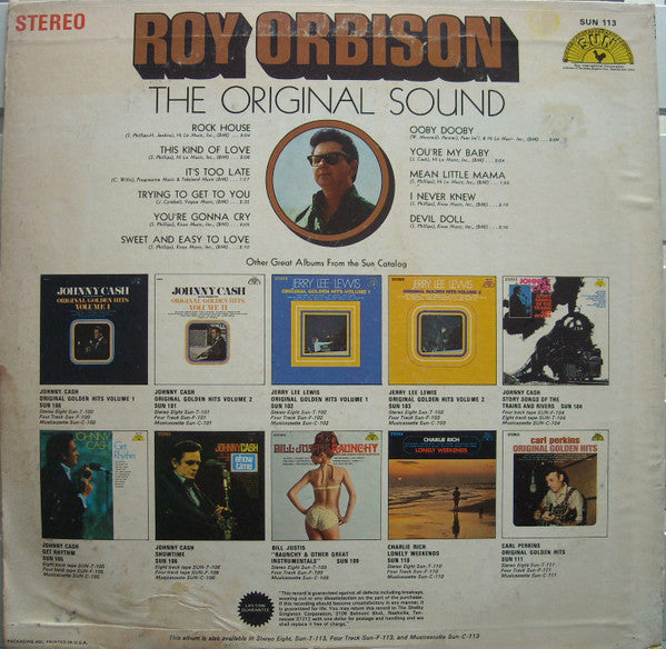 Roy Orbison : The Original Sound (LP, Album, RE)