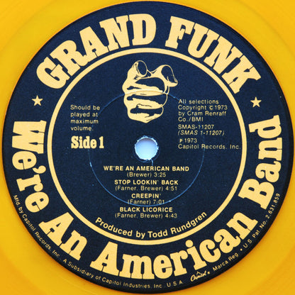 Grand Funk Railroad : We're An American Band (LP, Album, Yel)