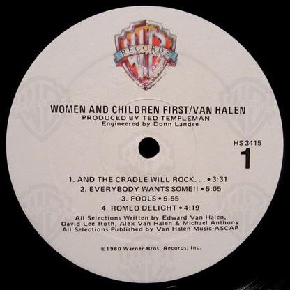 Van Halen : Women And Children First (LP, Album, RP, All)