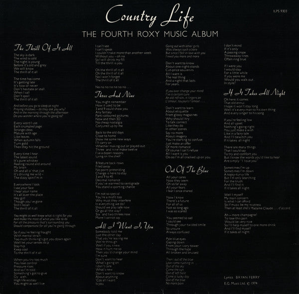 Roxy Music : Country Life (LP, Album)