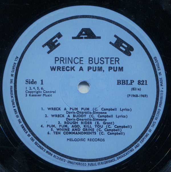 Prince Buster's All Stars : Wreck A Pum Pum (LP, Album, Blu)