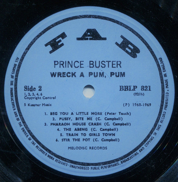 Prince Buster's All Stars : Wreck A Pum Pum (LP, Album, Blu)