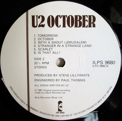 U2 : October (LP, Album)