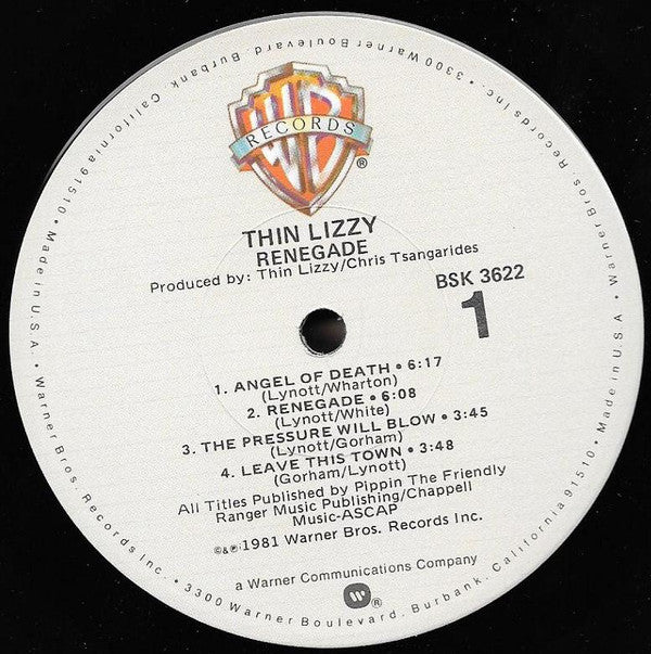 Thin Lizzy : Renegade (LP, Album, Win)