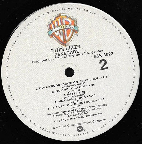 Thin Lizzy : Renegade (LP, Album, Win)