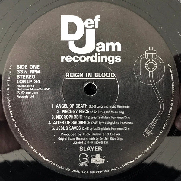 Slayer : Reign In Blood (LP, Album)